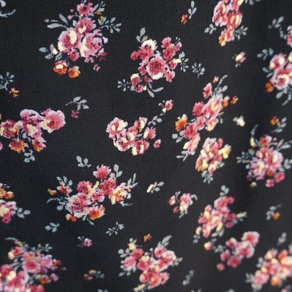 1. STATE Womens Multicolore Floral Top Pouf Sleeve Ruffled Neckline Size L - Picture 8 of 10